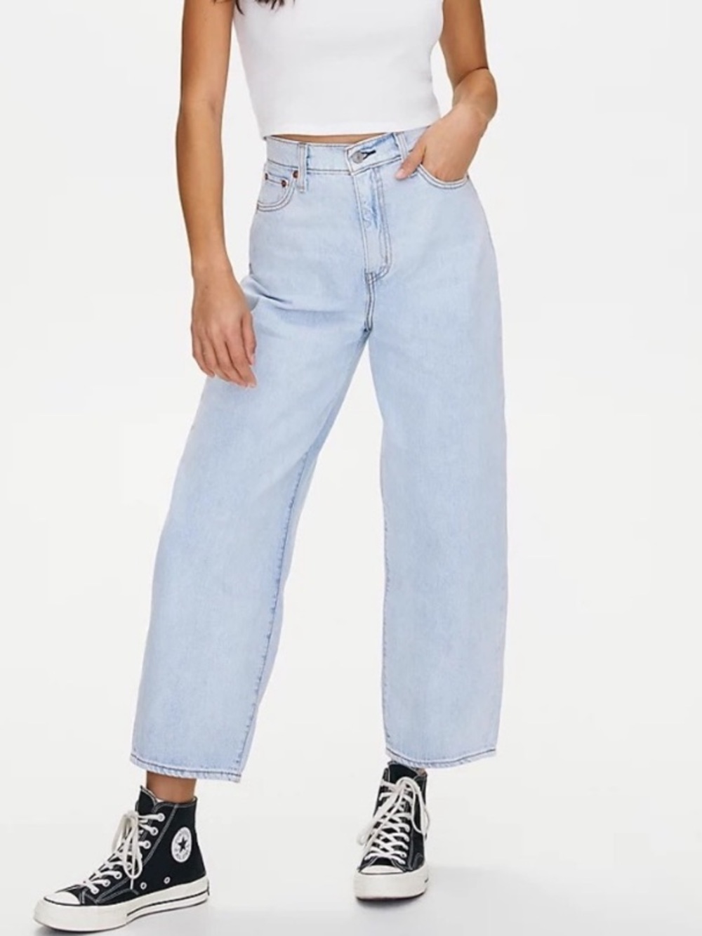 Levi’s Balloon Jeans Premium Denim Wide Leg Light Wash Big E Relaxed Size 27